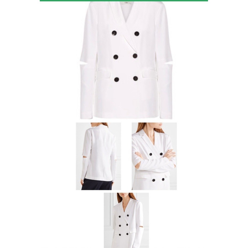 Tibi Women's Silk Blazer Elbow Cutout Size 6‎ City Edgy Oversized Fit Ivory
